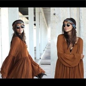 ZARA Camel Bohemian Blouse